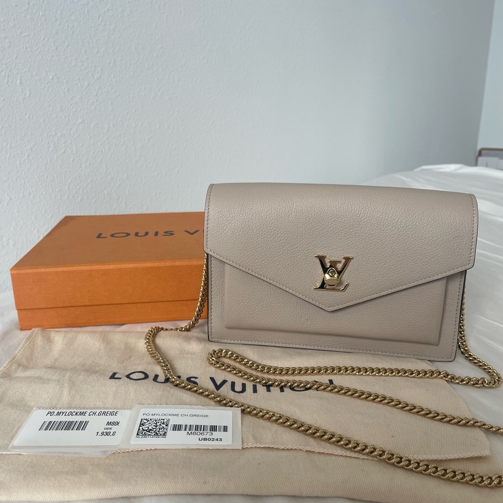 Louis Vuitton Mylockme Pochette- Greige, excellent condition